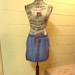 Anthropologie Cloth & Stone Drawstring Denim Skirt